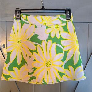 Zara Floral A-Line Knit Mini Skirt - Green & Pink